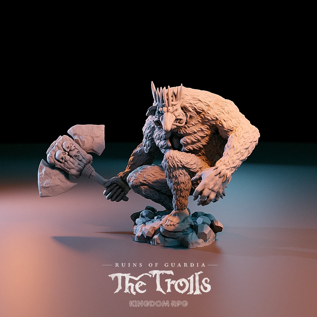 The Troll King miniature, in an official studio render