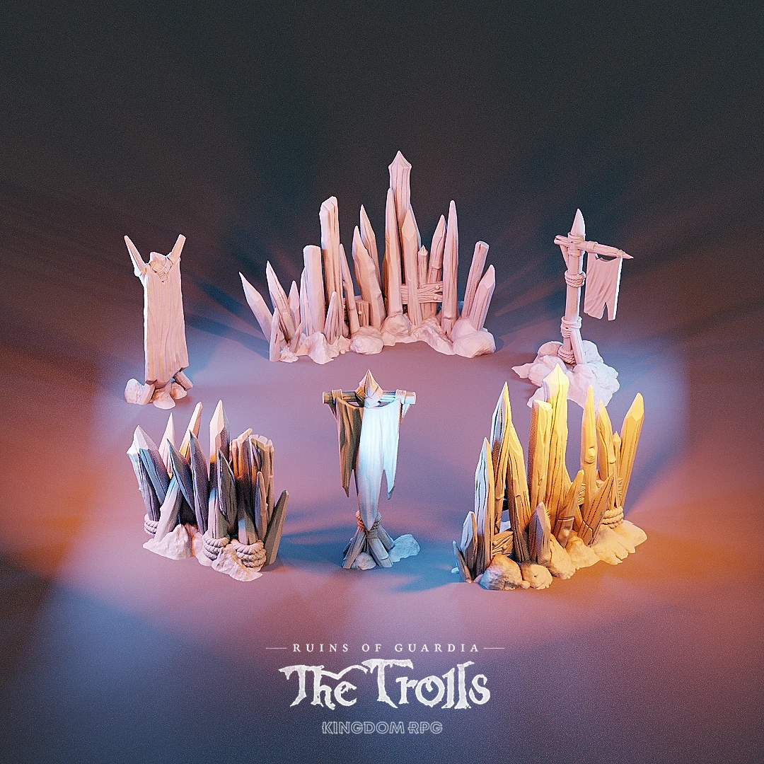 Palisades & Flags — original The Trolls product render