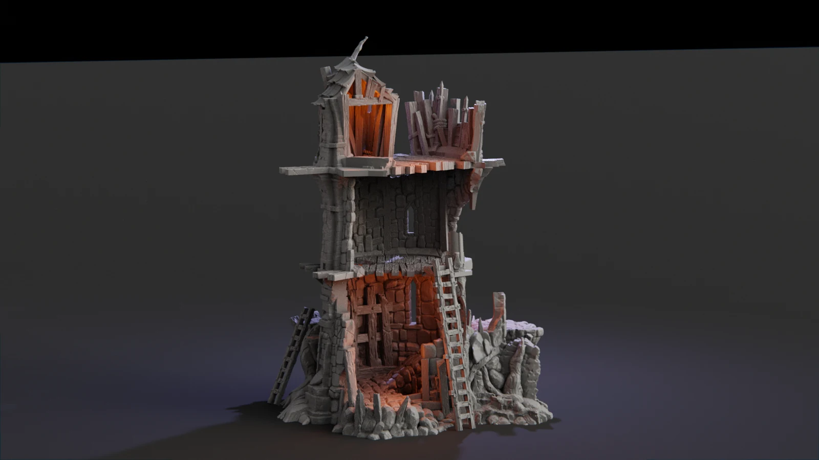 The Ruined Tower — original The Trolls product render